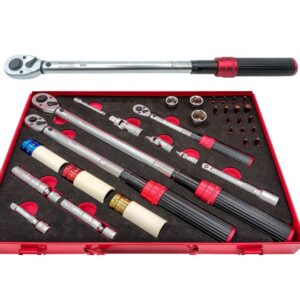 Kit de torquímetros Eurotech 1/2", 3/8" y 1/4" 33 piezas EU6700