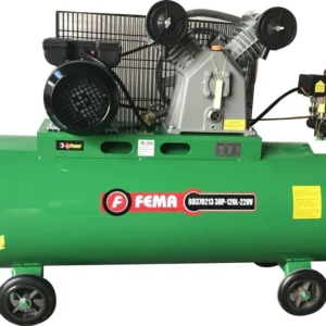 COMPRESOR FEMA A CORREA 120 LITROS-3 HP - 220V - DOS MANOMETROS - UNA SALIDA VALVULA ESFERICA
