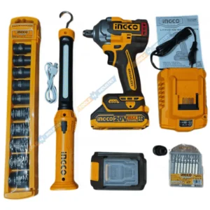 COMBO LLAVE DE IMPACTO 20V 400NM + LUZ DE TRABAJO - COSLI23048-4 INGCO