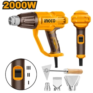 Pistola de calor Ingco 2000 W 220 V 3 velocidades con accesorios HG200078