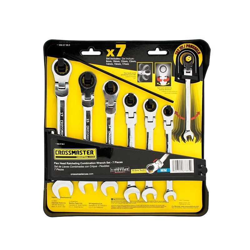 Set de llaves combinadas con crique flexible Crossmaster 7 piezas