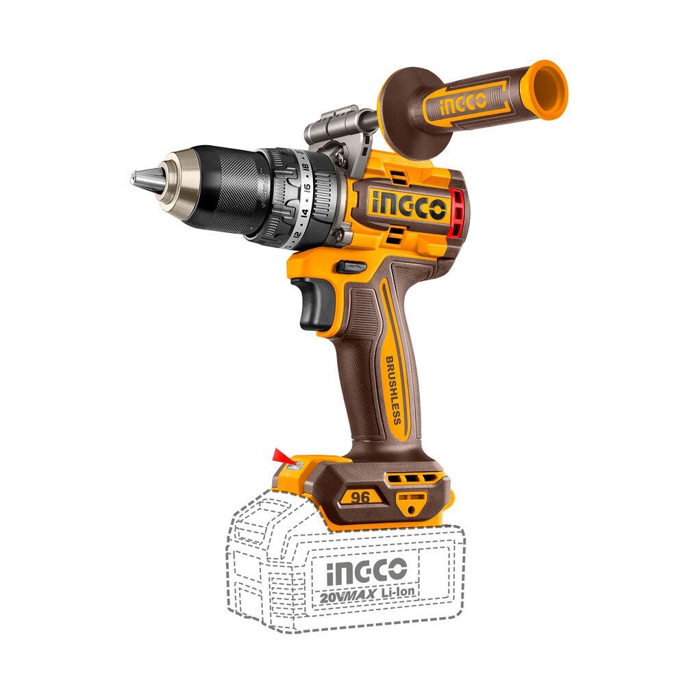 Taladro percutor atornillador Ingco 20V 96 Nm CIDLI209686 con baterías y cargador